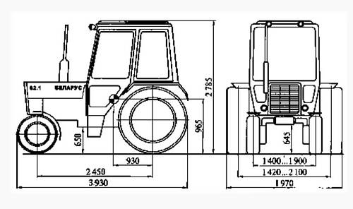 Схема колеи трактора МТЗ 82
